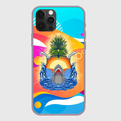 Чехол для iPhone 12 Pro Max Акула и ананас, цвет: 3D-серый