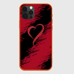 Чехол для iPhone 12 Pro Max Нарисованное кистью сердце, цвет: 3D-красный