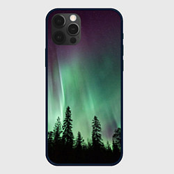 Чехол для iPhone 12 Pro Max Сияние над лесом, цвет: 3D-черный