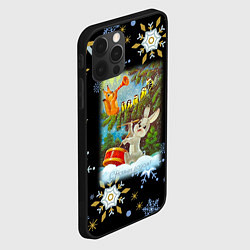Чехол для iPhone 12 Pro Max Новый год зайчик играет на барабане, цвет: 3D-черный — фото 2