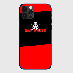 Чехол для iPhone 12 Pro Max Iron Maiden - красные полосы, цвет: 3D-тёмно-синий