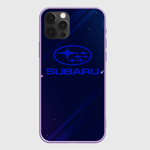 Чехол iPhone 12 Pro Max Subaru Абстракция неон / 3D-Сиреневый – фото 1