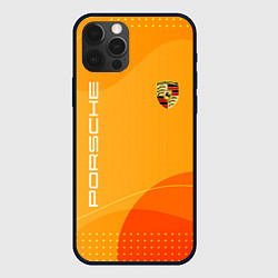 Чехол для iPhone 12 Pro Max Porsche Жёлтая абстракция, цвет: 3D-черный