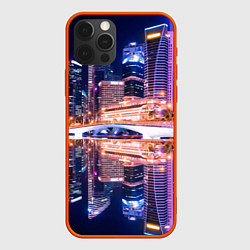 Чехол для iPhone 12 Pro Max Ночной Сингапур, цвет: 3D-красный