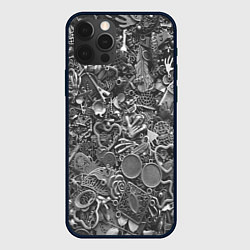Чехол для iPhone 12 Pro Max Металлические предметы, цвет: 3D-черный