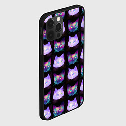 Чехол для iPhone 12 Pro Max Неоновые кошачьи морды, цвет: 3D-черный — фото 2