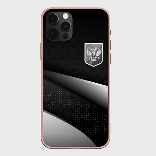 Чехол iPhone 12 Pro Max Russia - black & white / 3D-Светло-розовый – фото 1
