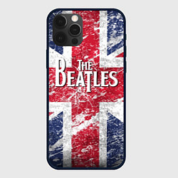 Чехол для iPhone 12 Pro Max The Beatles - лого на фоне флага Великобритании, цвет: 3D-черный