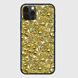 Чехол для iPhone 12 Pro Max Золотая чеканка - текстура, цвет: 3D-черный