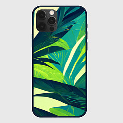 Чехол для iPhone 12 Pro Max Яркие тропические листья пальмы, цвет: 3D-черный