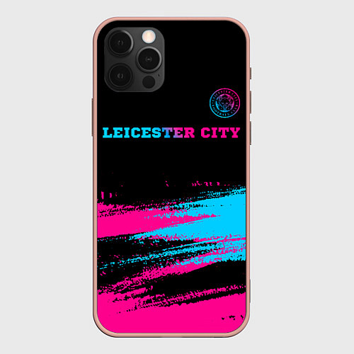 Чехол iPhone 12 Pro Max Leicester City - neon gradient: символ сверху / 3D-Светло-розовый – фото 1