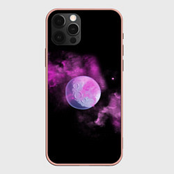 Чехол для iPhone 12 Pro Max Космическая Луна в дыму, цвет: 3D-светло-розовый