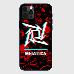 Чехол для iPhone 12 Pro Max Metallica rock glitch, цвет: 3D-черный
