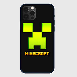 Чехол для iPhone 12 Pro Max Minecraft: neon logo, цвет: 3D-черный