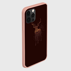 Чехол для iPhone 12 Pro Max Силуэт оленя с осенним лесом, цвет: 3D-светло-розовый — фото 2