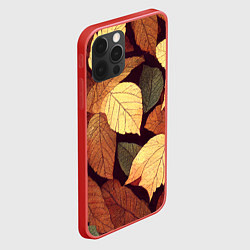 Чехол для iPhone 12 Pro Max Листья осени узор, цвет: 3D-красный — фото 2