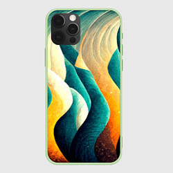 Чехол для iPhone 12 Pro Max Вертикальные волны, цвет: 3D-салатовый