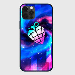 Чехол для iPhone 12 Pro Max Green Day неоновый космос, цвет: 3D-черный