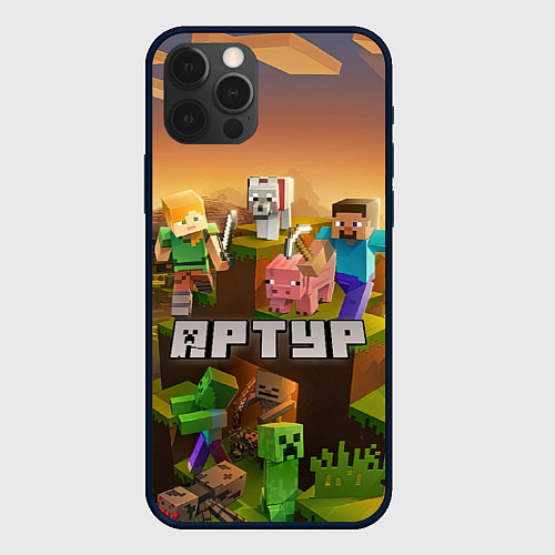 Чехол iPhone 12 Pro Max Артур Minecraft / 3D-Черный – фото 1