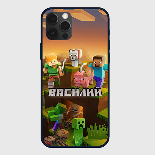 Чехол iPhone 12 Pro Max Василий Minecraft / 3D-Черный – фото 1