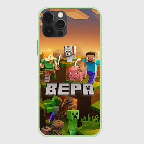 Чехол iPhone 12 Pro Max Вера Minecraft / 3D-Салатовый – фото 1