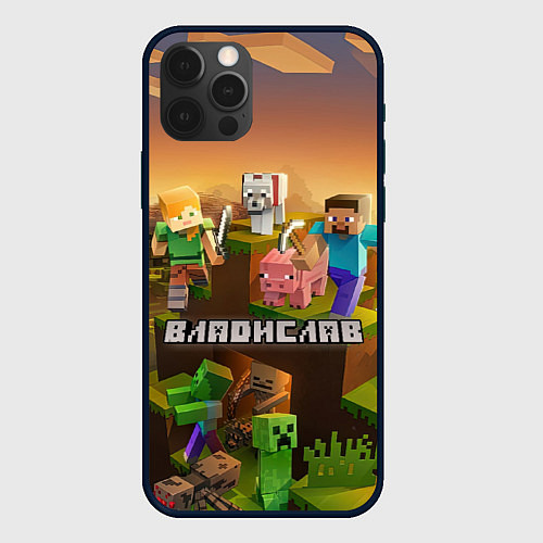 Чехол iPhone 12 Pro Max Владислав Minecraft / 3D-Черный – фото 1