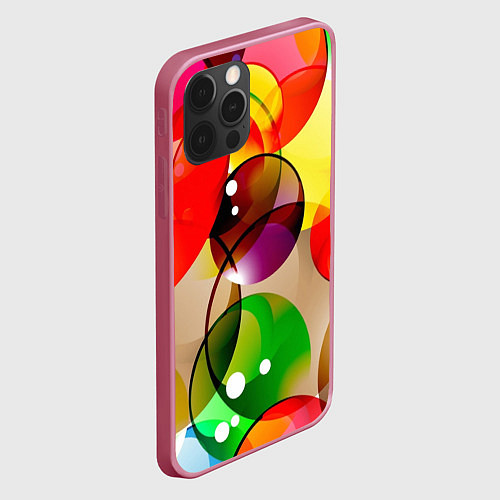 Чехол iPhone 12 Pro Max Большие мыльные пузыри / 3D-Малиновый – фото 2