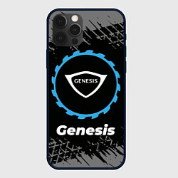 Чехол для iPhone 12 Pro Max Genesis в стиле Top Gear со следами шин на фоне, цвет: 3D-черный