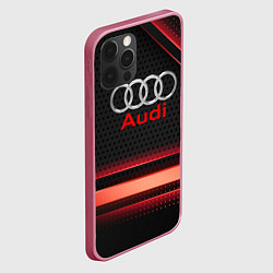 Чехол для iPhone 12 Pro Max Audi абстракция карбон, цвет: 3D-малиновый — фото 2