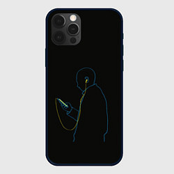 Чехол для iPhone 12 Pro Max Человек слушает музыку, цвет: 3D-черный