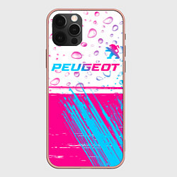 Чехол iPhone 12 Pro Max Peugeot neon gradient style: символ сверху