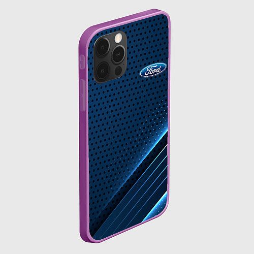 Чехол iPhone 12 Pro Max Ford Абстракция карбон / 3D-Сиреневый – фото 2