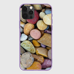 Чехол для iPhone 12 Pro Max Морская галька - пляж, цвет: 3D-сиреневый