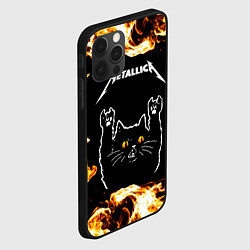 Чехол для iPhone 12 Pro Max Metallica рок кот и огонь, цвет: 3D-черный — фото 2