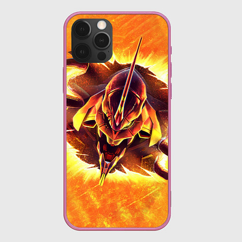 Чехол iPhone 12 Pro Max Evangelion fire / 3D-Малиновый – фото 1