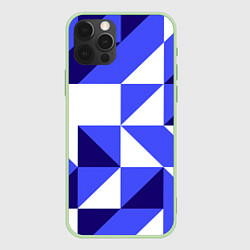 Чехол для iPhone 12 Pro Max Абстрактный сине-белый паттерн, цвет: 3D-салатовый