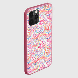 Чехол для iPhone 12 Pro Max Розовые завитушки акварель, цвет: 3D-малиновый — фото 2