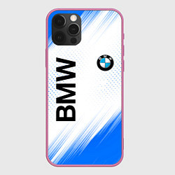 Чехол для iPhone 12 Pro Max Bmw синяя текстура, цвет: 3D-малиновый