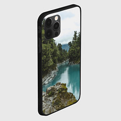 Чехол для iPhone 12 Pro Max Река, лес и скалы, цвет: 3D-черный — фото 2