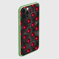 Чехол для iPhone 12 Pro Max Красные бутоны цветов, цвет: 3D-салатовый — фото 2