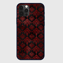 Чехол для iPhone 12 Pro Max Красные классические узоры на черном фоне, цвет: 3D-черный