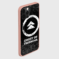 Чехол для iPhone 12 Pro Max Ghost of Tsushima с потертостями на темном фоне, цвет: 3D-светло-розовый — фото 2