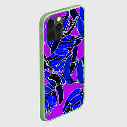 Чехол для iPhone 12 Pro Max Редкие чёрные бананы на розовом фоне, цвет: 3D-салатовый — фото 2