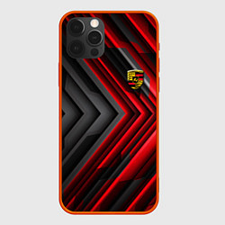 Чехол для iPhone 12 Pro Max Porsche строгий стиль, цвет: 3D-красный