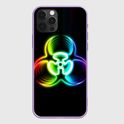 Чехол для iPhone 12 Pro Max Biohazard - неоновый знак, цвет: 3D-сиреневый