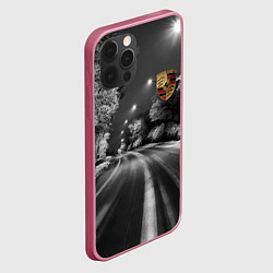 Чехол для iPhone 12 Pro Max Порше - зимняя дорога, цвет: 3D-малиновый — фото 2