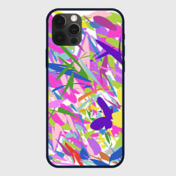 Чехол для iPhone 12 Pro Max Сочные краски лета и бабочки, цвет: 3D-черный