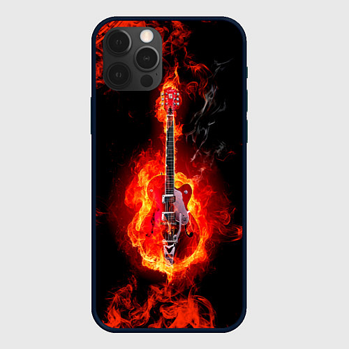 Чехол iPhone 12 Pro Max Огненная гитара / 3D-Черный – фото 1