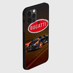 Чехол для iPhone 12 Pro Max Bugatti на ночной дороге, цвет: 3D-черный — фото 2