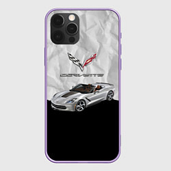 Чехол для iPhone 12 Pro Max Chevrolet Corvette - motorsport, цвет: 3D-сиреневый